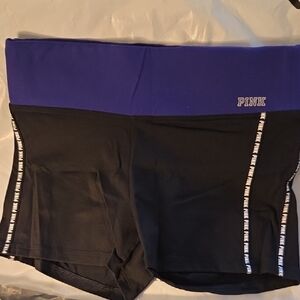 PINK Victoria's Secret Black Shorts with Blue Waistband